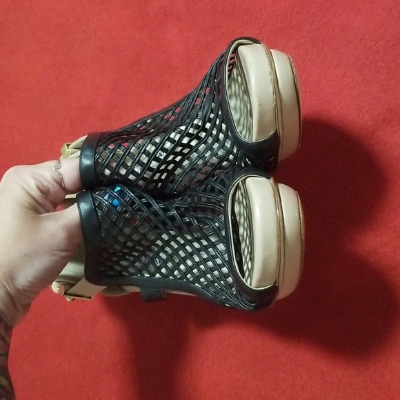 BURAK UYAN - Cage Leather T strap Stilettos Platform Sandals - Picture 6 of 16